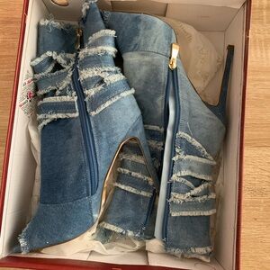 Stylish Denim High Heel Boots